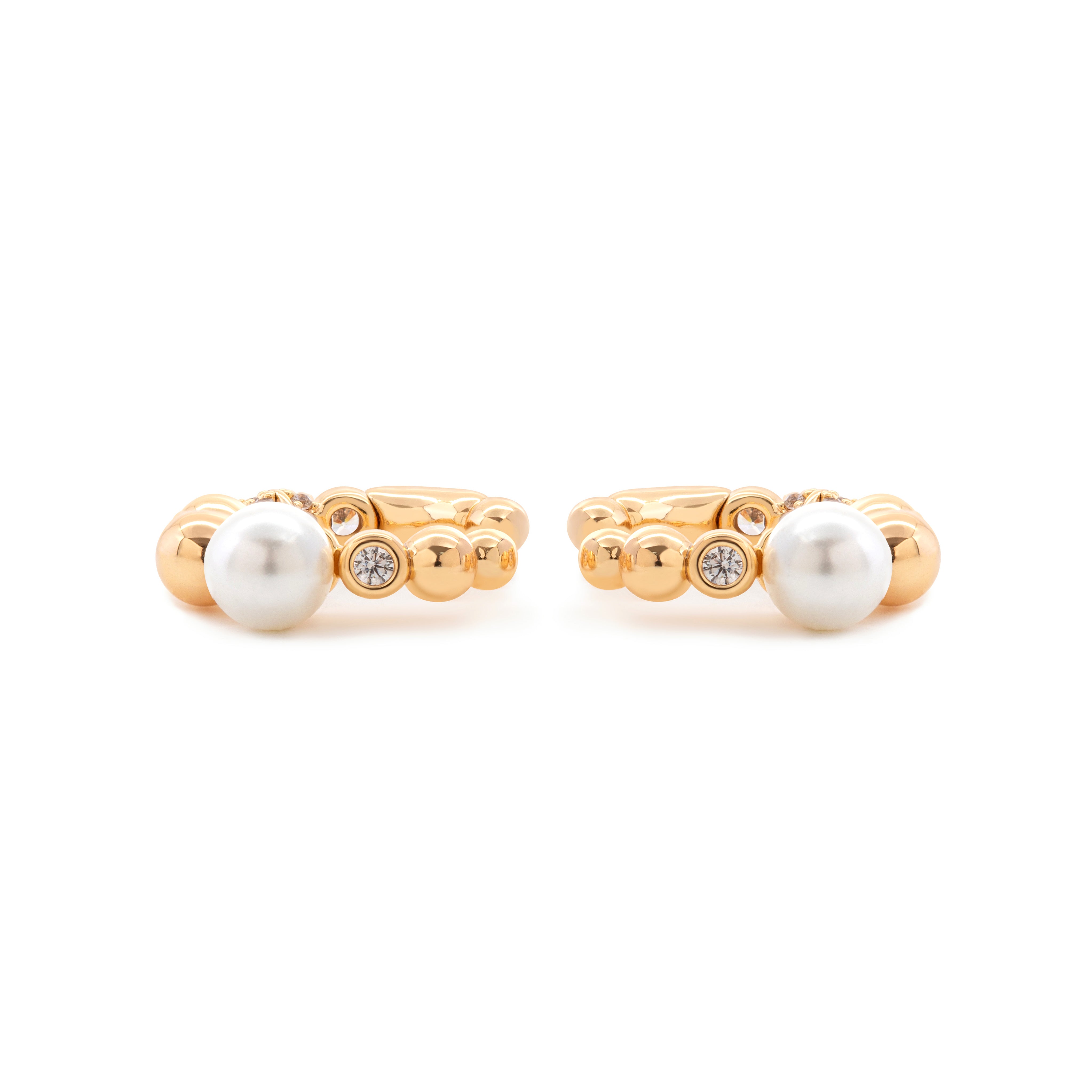 14K Yellow Gold 5mm Fresh-water Pearl Boho-Style Open Ear Cuff