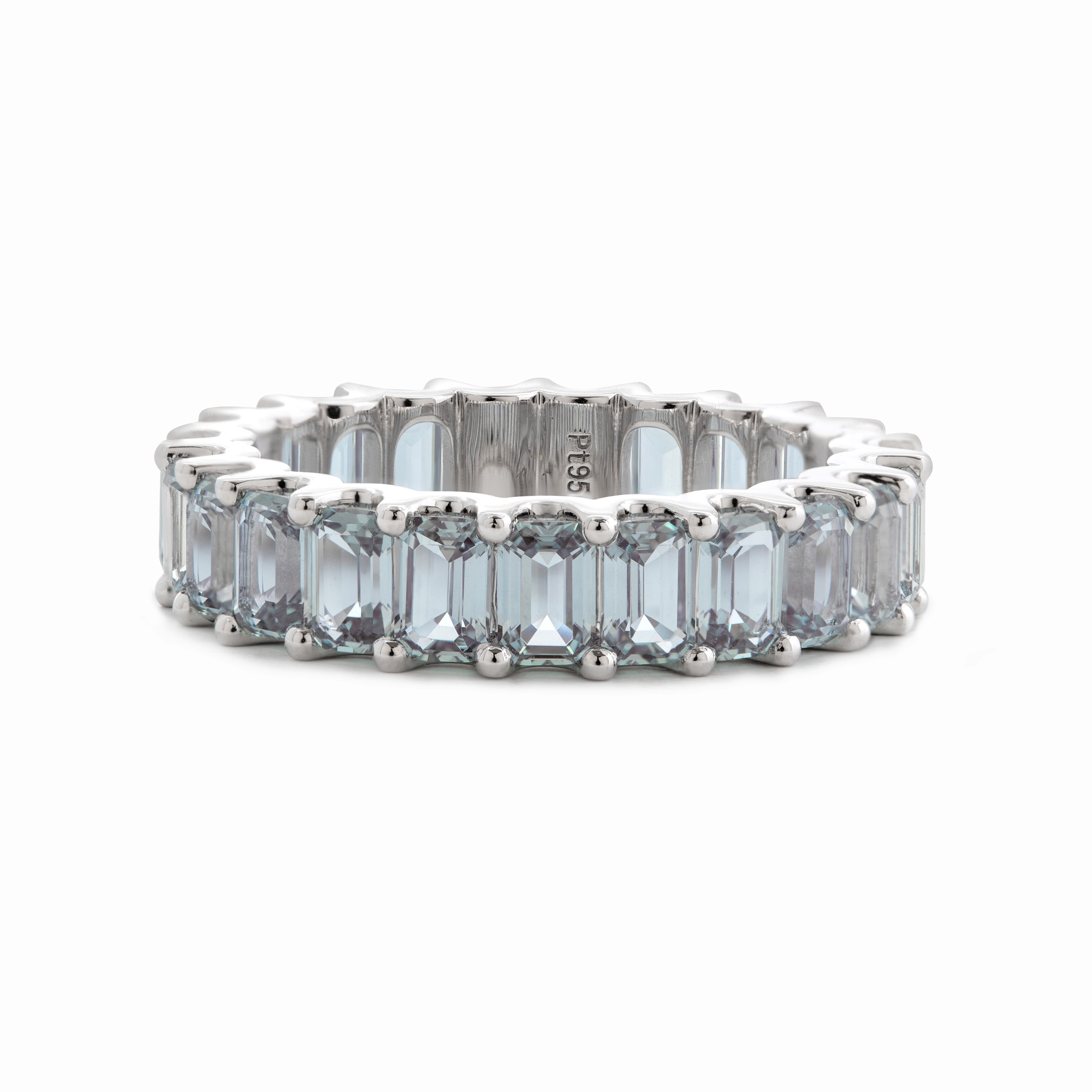 Platinum Emerald Cut Lab Alexandrite Eternity Ring