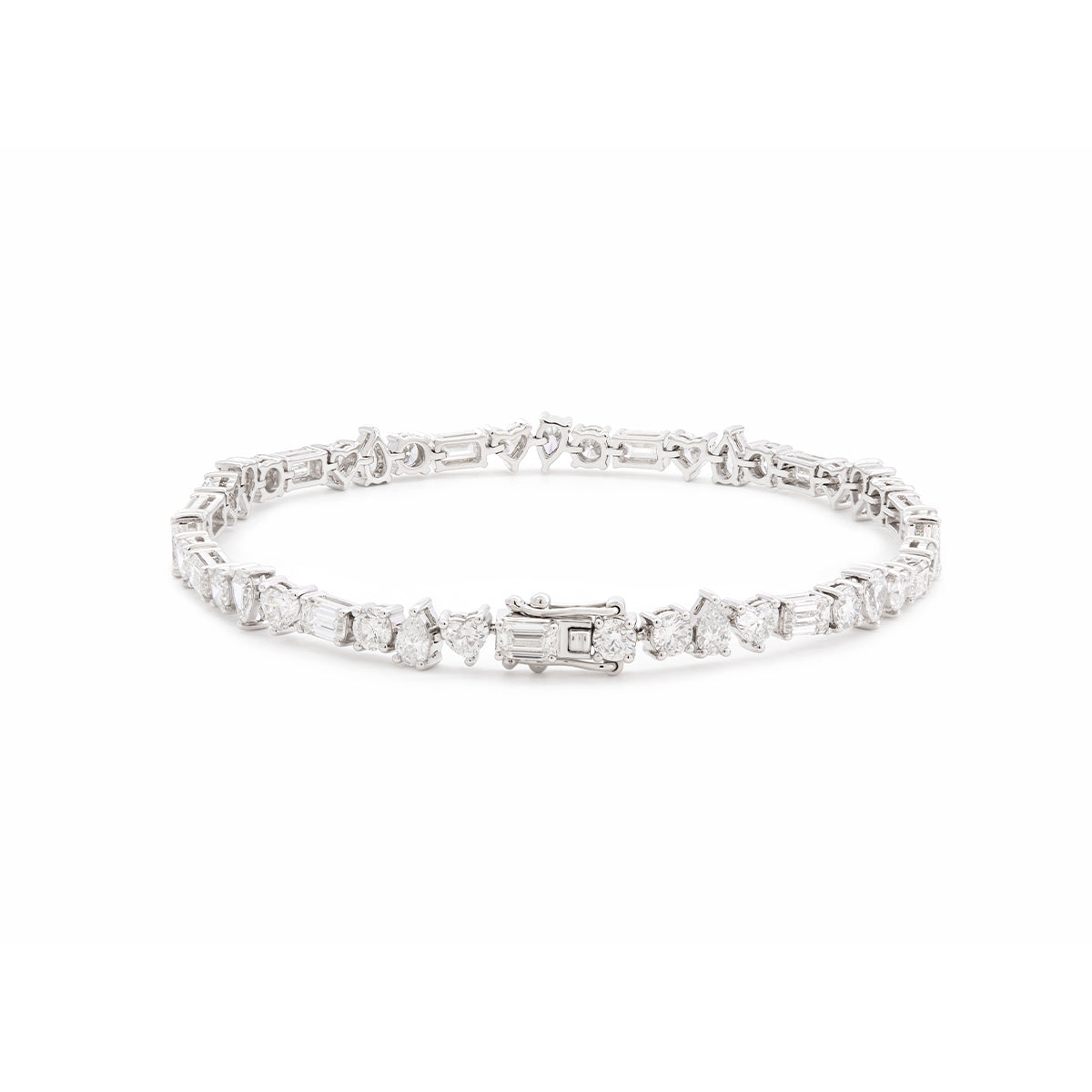 14K White Gold 4 Shapes Lab Diamond Tennis Bracelet