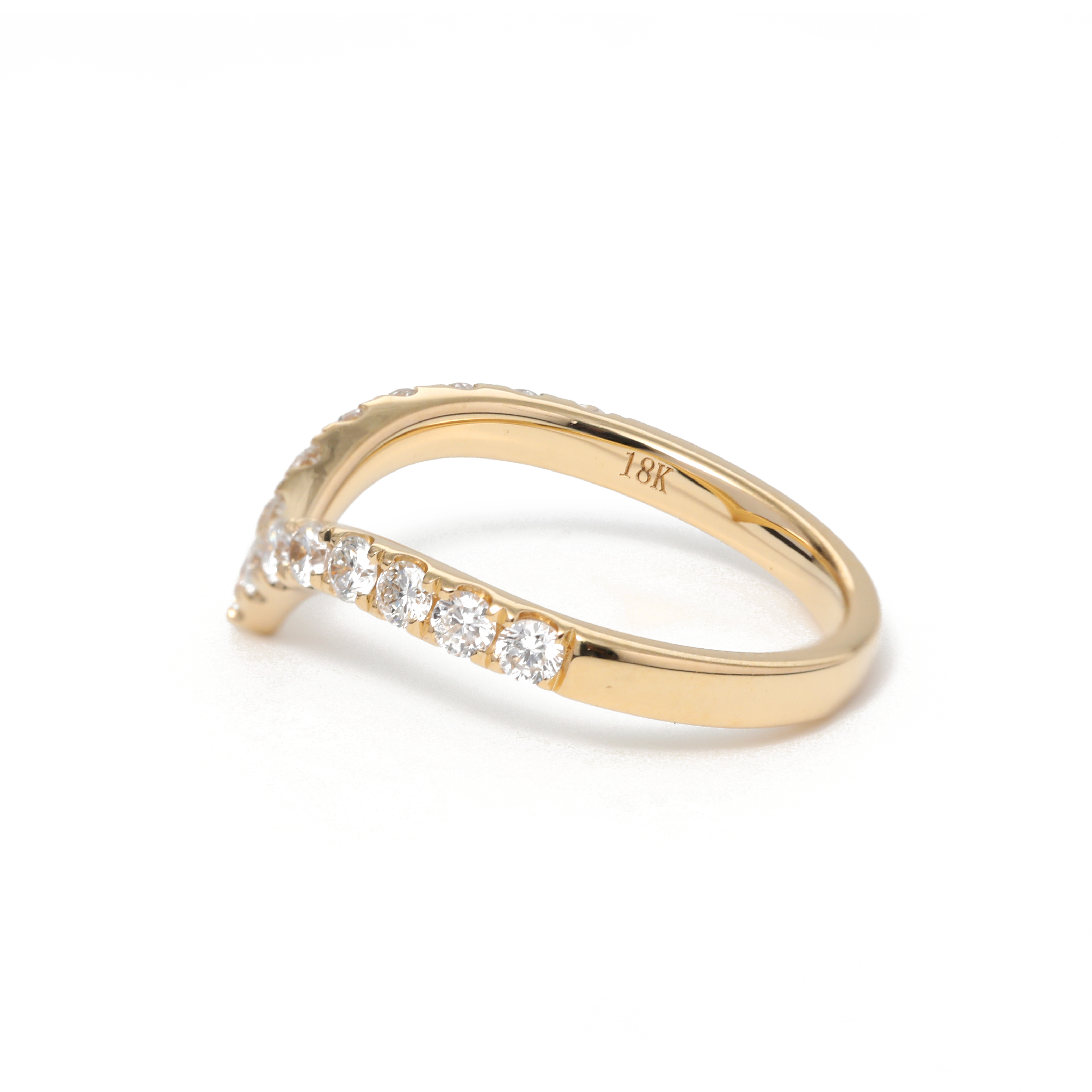 18K Yellow Gold Round Cut Lab Diamond Wedding Ring Enhancer