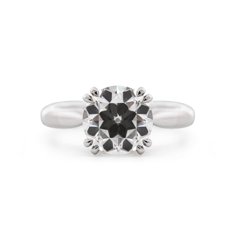 2.01CT Old European Cut Lab Diaond Cathedral Design Double Claw Prong Set Ring - FIORESE JEWELRY