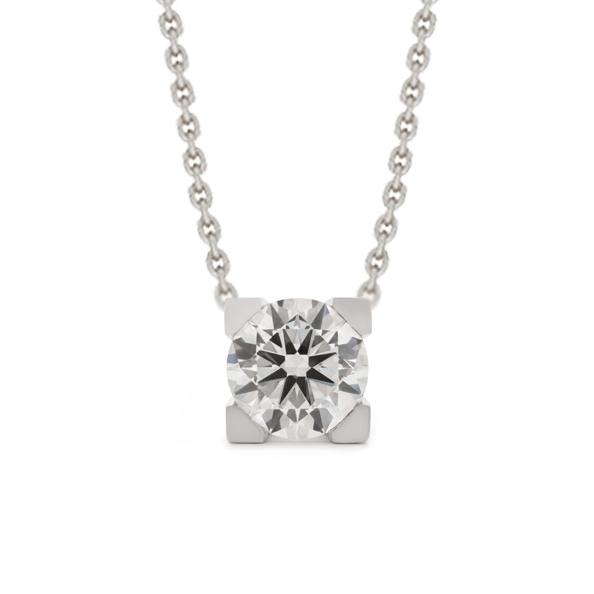 Cherished Moments 14K White Gold 1ct Round Lab Diamond Pendant Necklace (FG Color, VS Clarity)