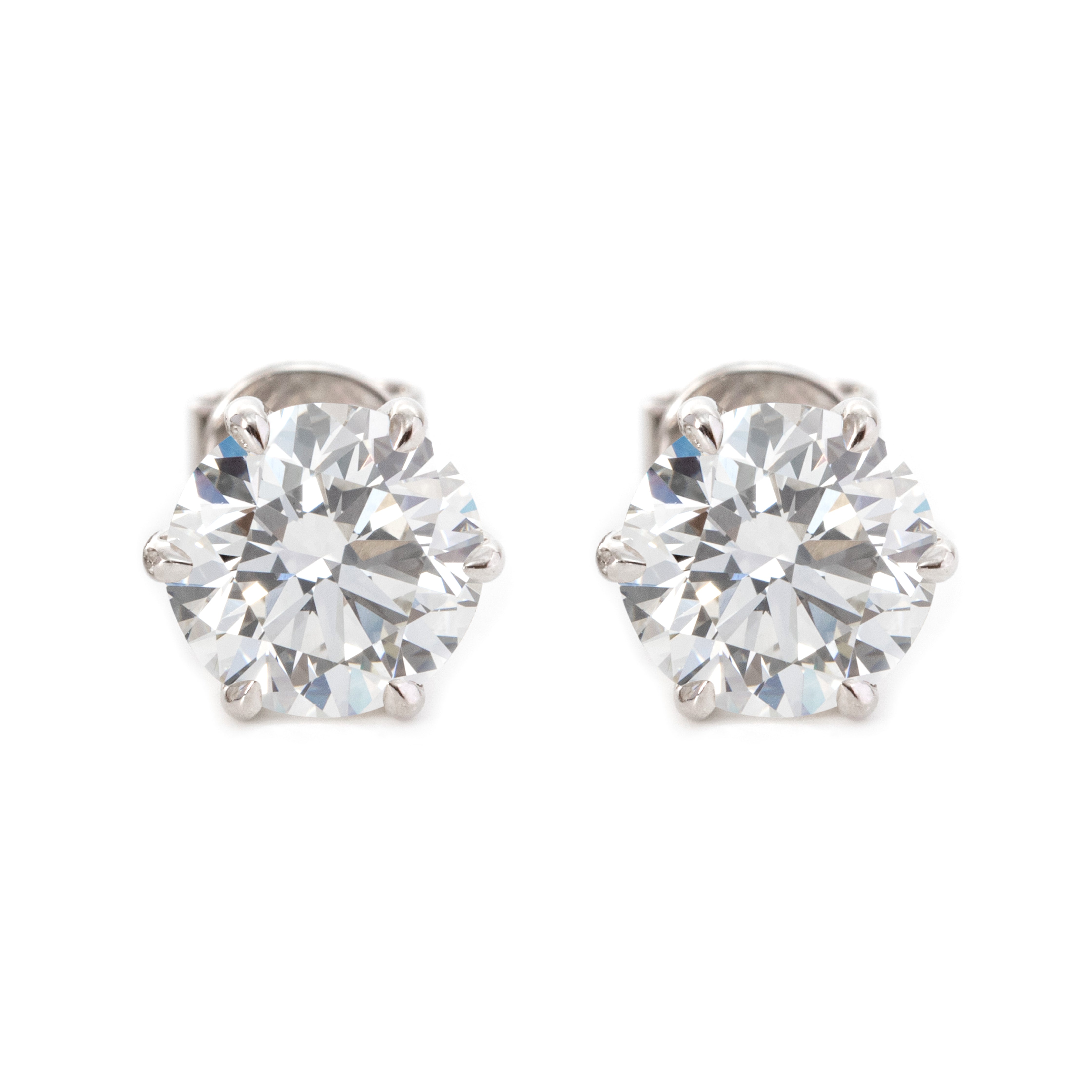 Cherished Moments 14K Gold 2 ct tw Round Cut Lab Diamond 6 Prong Martini Stud Earrings (FG Color, VS Clarity)