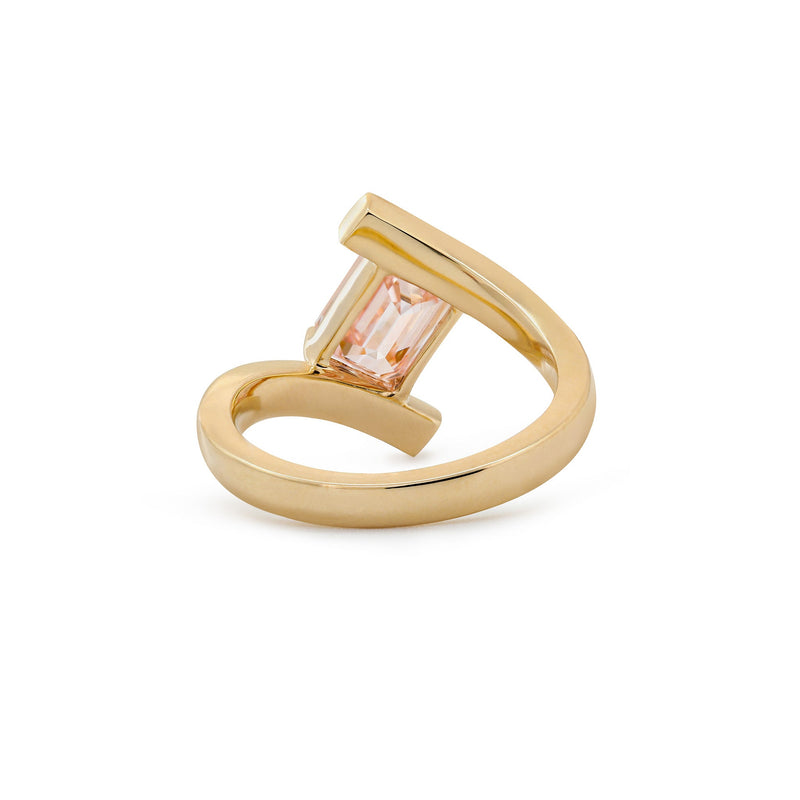 2.06CT Emerald - Cut Lab Pink Diamond Bypass Design Ring - FIORESE JEWELRY