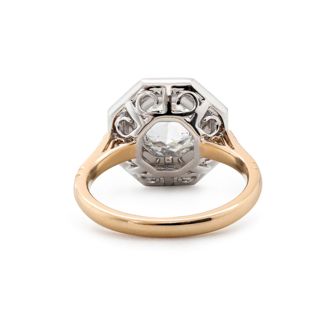 2.09CT Round Rose Cut Lab Diamond Halo Design Pavé Band Ring - FIORESE JEWELRY