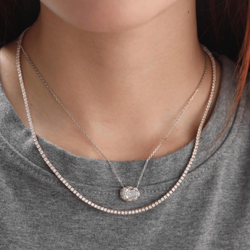 2.1mm Round Cut Lab Diamond 4 Prong Basket Tennis Necklace Everyday Essential - FIORESE JEWELRY