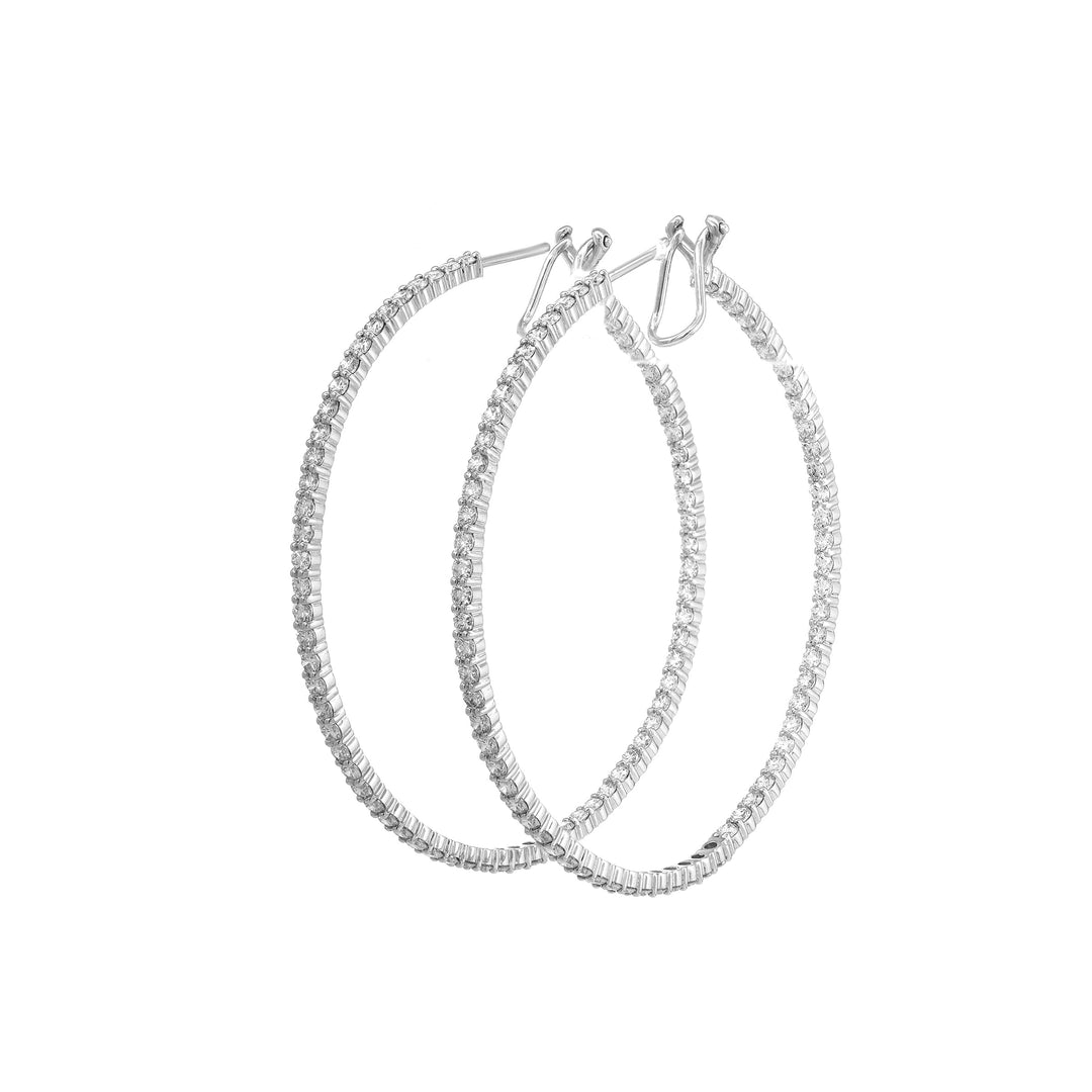 2.1mm Round Lab Diamond Hoop Earrings - FIORESE JEWELRY
