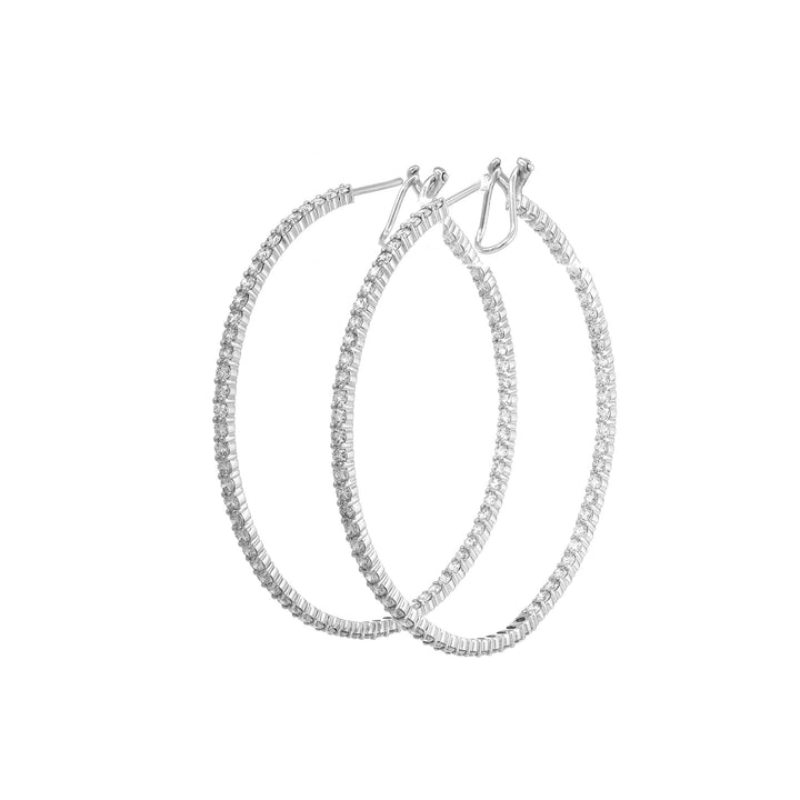 2.1mm Round Lab Diamond Hoop Earrings - FIORESE JEWELRY