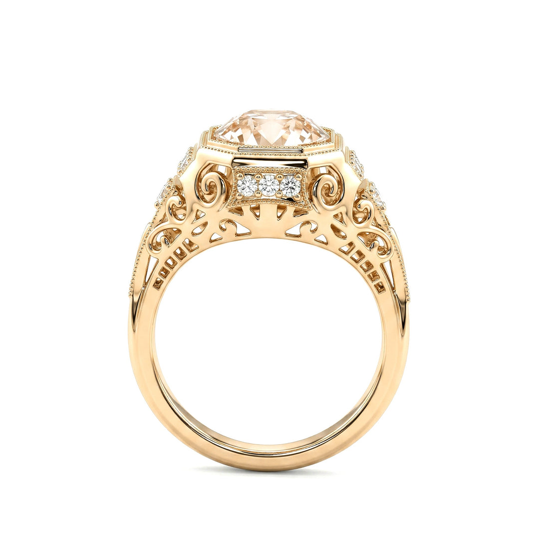 2.29CT Old European Cut Lab Diamond Art Deco Octagonal Bezel Ring - FIORESE JEWELRY
