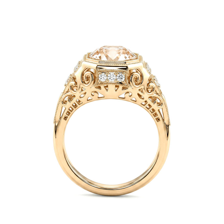 2.29CT Old European Cut Lab Diamond Art Deco Octagonal Bezel Ring - FIORESE JEWELRY