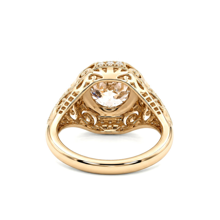2.29CT Old European Cut Lab Diamond Art Deco Octagonal Bezel Ring - FIORESE JEWELRY