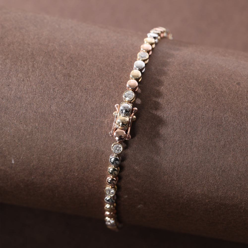 2.2mm Round Lab Diamond Bezel Station Tennis Bracelet - FIORESE JEWELRY