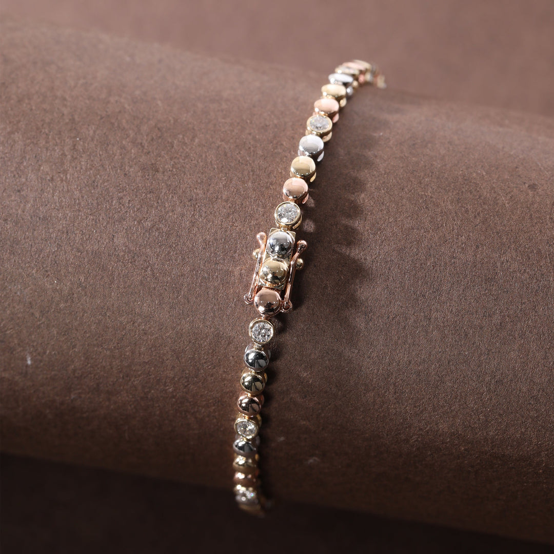2.2mm Round Lab Diamond Bezel Station Tennis Bracelet - FIORESE JEWELRY