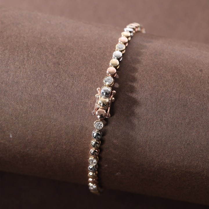 2.2mm Round Lab Diamond Bezel Station Tennis Bracelet - FIORESE JEWELRY