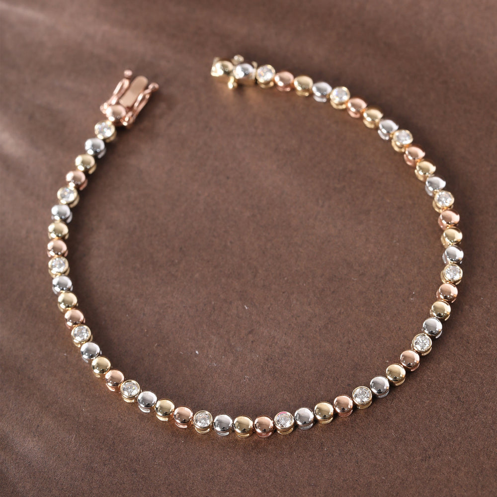 2.2mm Round Lab Diamond Bezel Station Tennis Bracelet - FIORESE JEWELRY