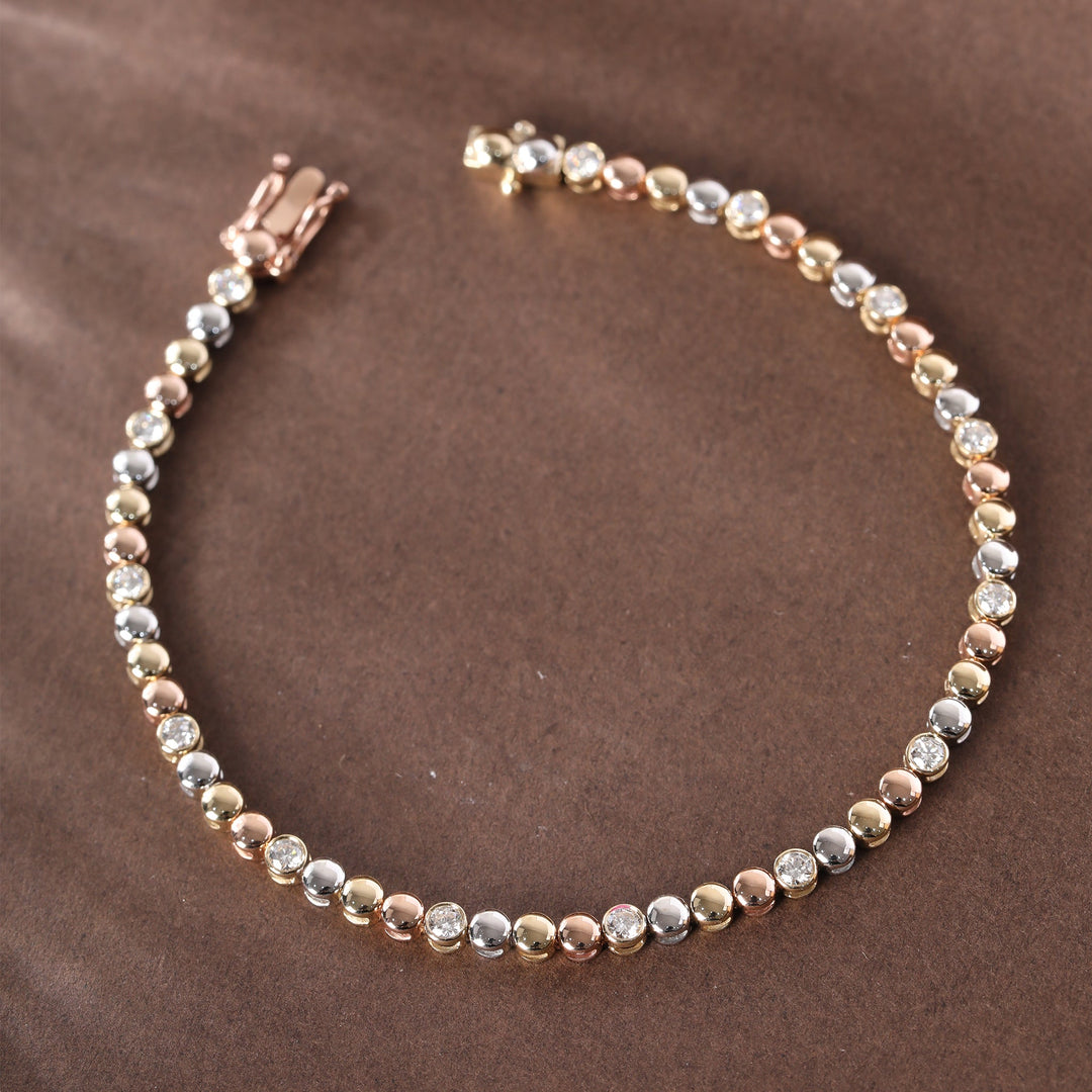 2.2mm Round Lab Diamond Bezel Station Tennis Bracelet - FIORESE JEWELRY