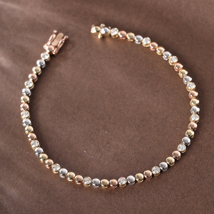 2.2mm Round Lab Diamond Bezel Station Tennis Bracelet - FIORESE JEWELRY