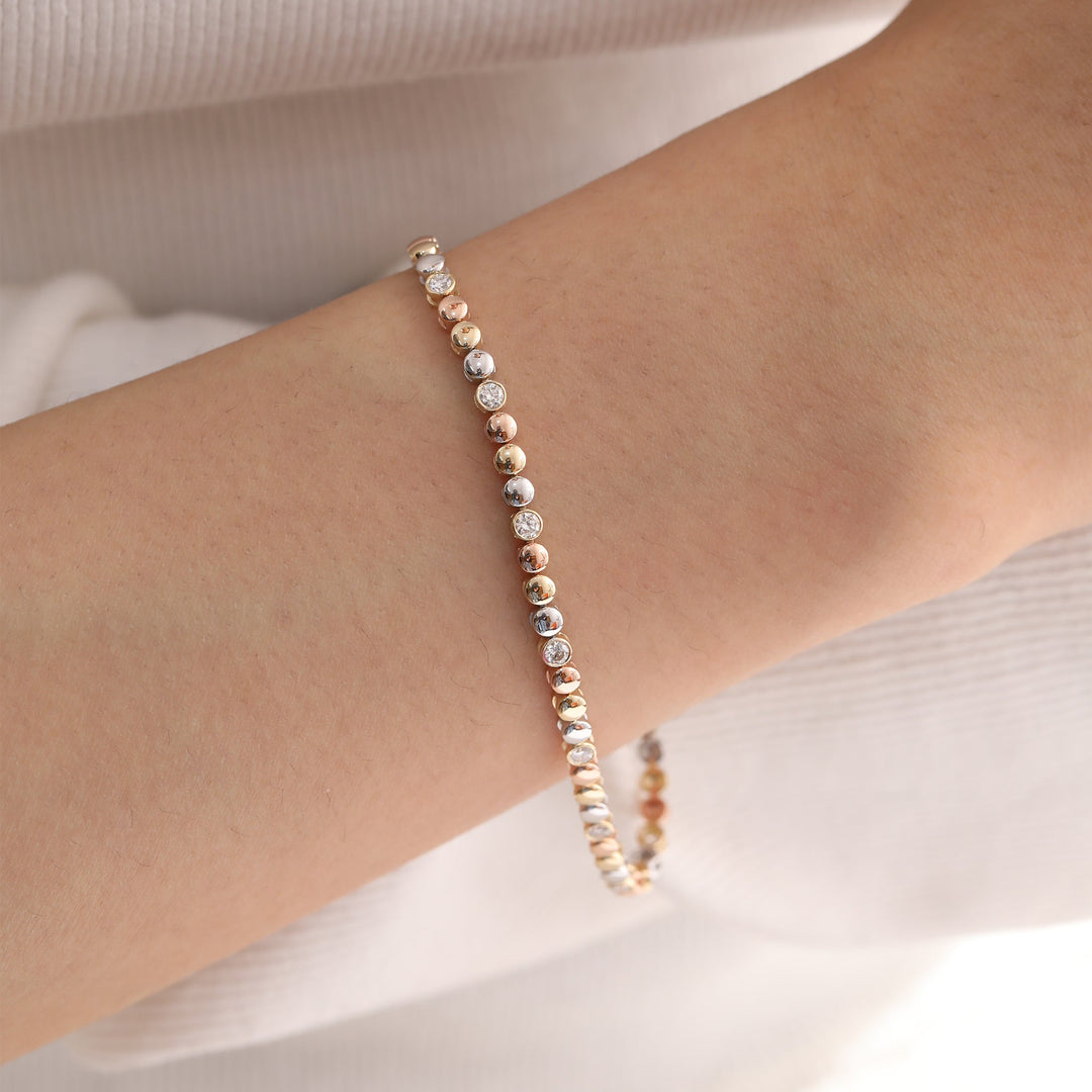 2.2mm Round Lab Diamond Bezel Station Tennis Bracelet - FIORESE JEWELRY