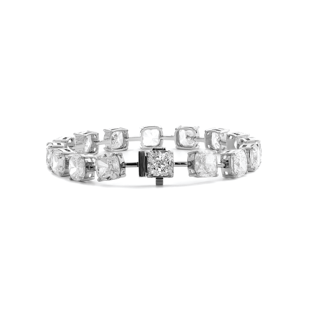 24 CT TW Cushion Cut Lab Diamond 4 - Claw Prong Basket Station Bracelet - FIORESE JEWELRY