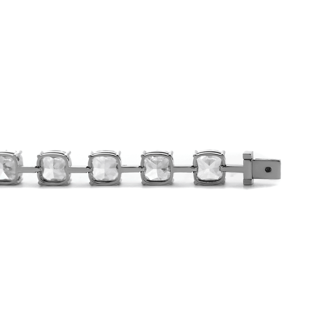 24 CT TW Cushion Cut Lab Diamond 4 - Claw Prong Basket Station Bracelet - FIORESE JEWELRY
