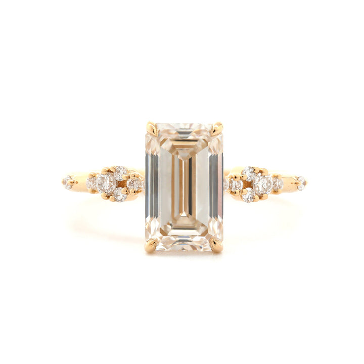 2.406CT Emerald Cut Lab Diamond Solitaire Ring Paired Small Lab Diamonds - FIORESE JEWELRY
