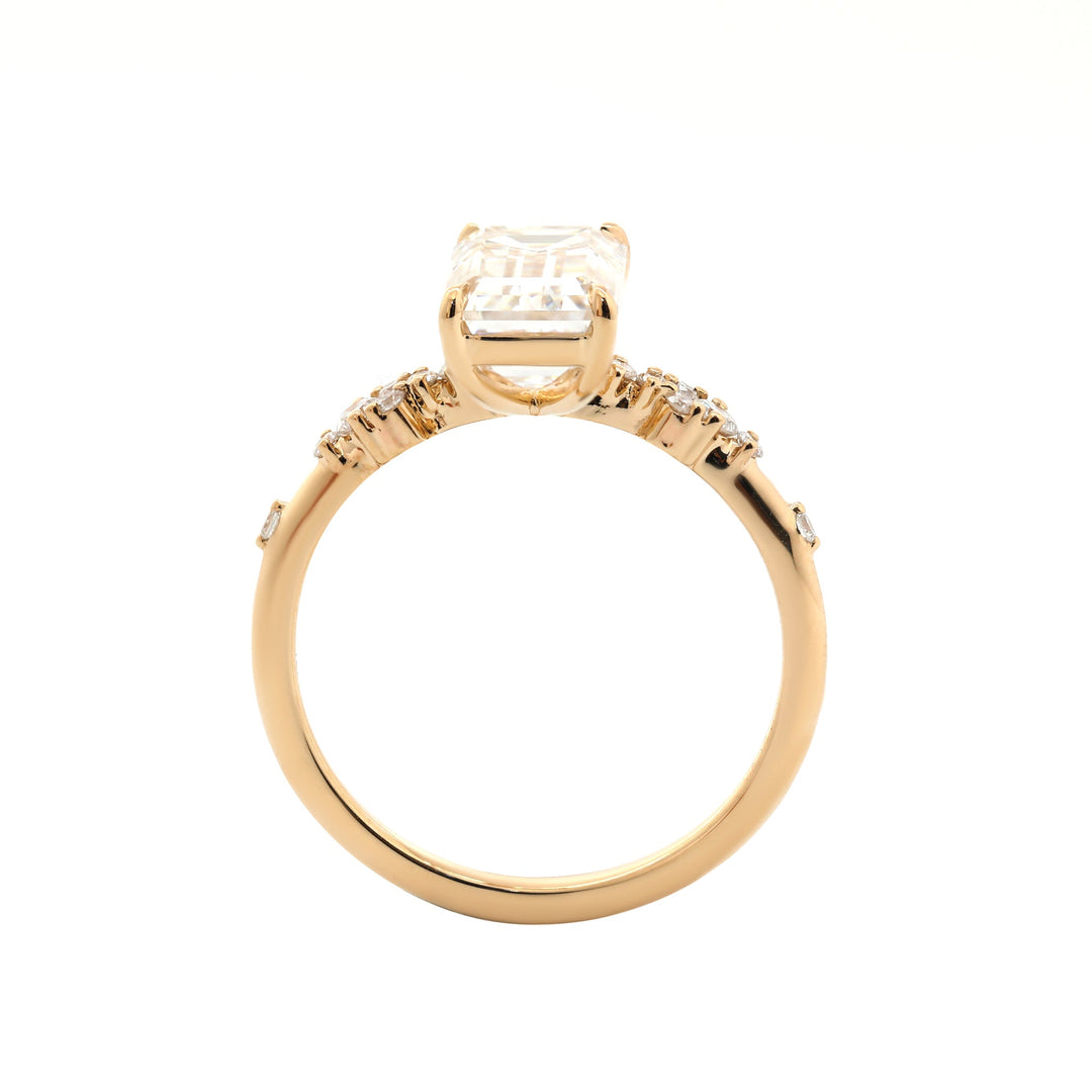 2.406CT Emerald Cut Lab Diamond Solitaire Ring Paired Small Lab Diamonds - FIORESE JEWELRY