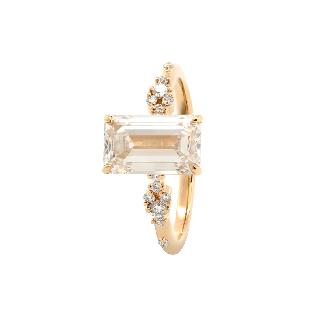 2.406CT Emerald Cut Lab Diamond Solitaire Ring Paired Small Lab Diamonds - FIORESE JEWELRY