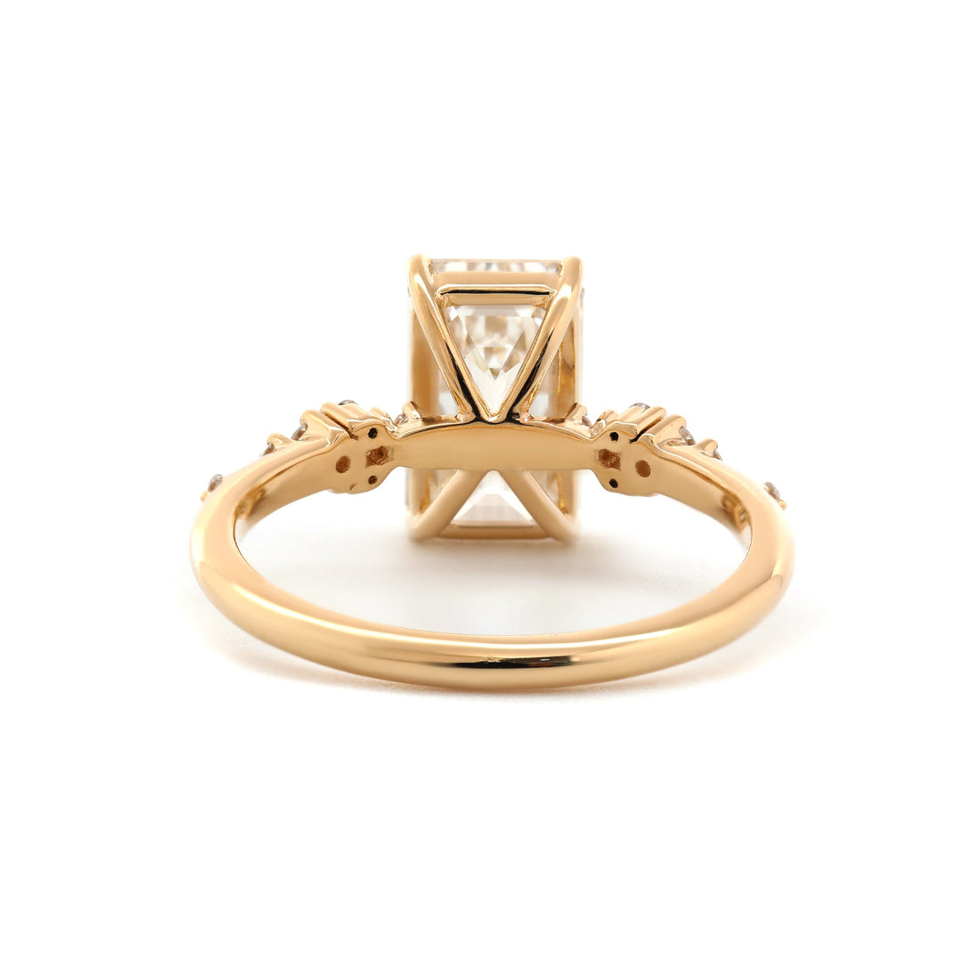 2.406CT Emerald Cut Lab Diamond Solitaire Ring Paired Small Lab Diamonds - FIORESE JEWELRY