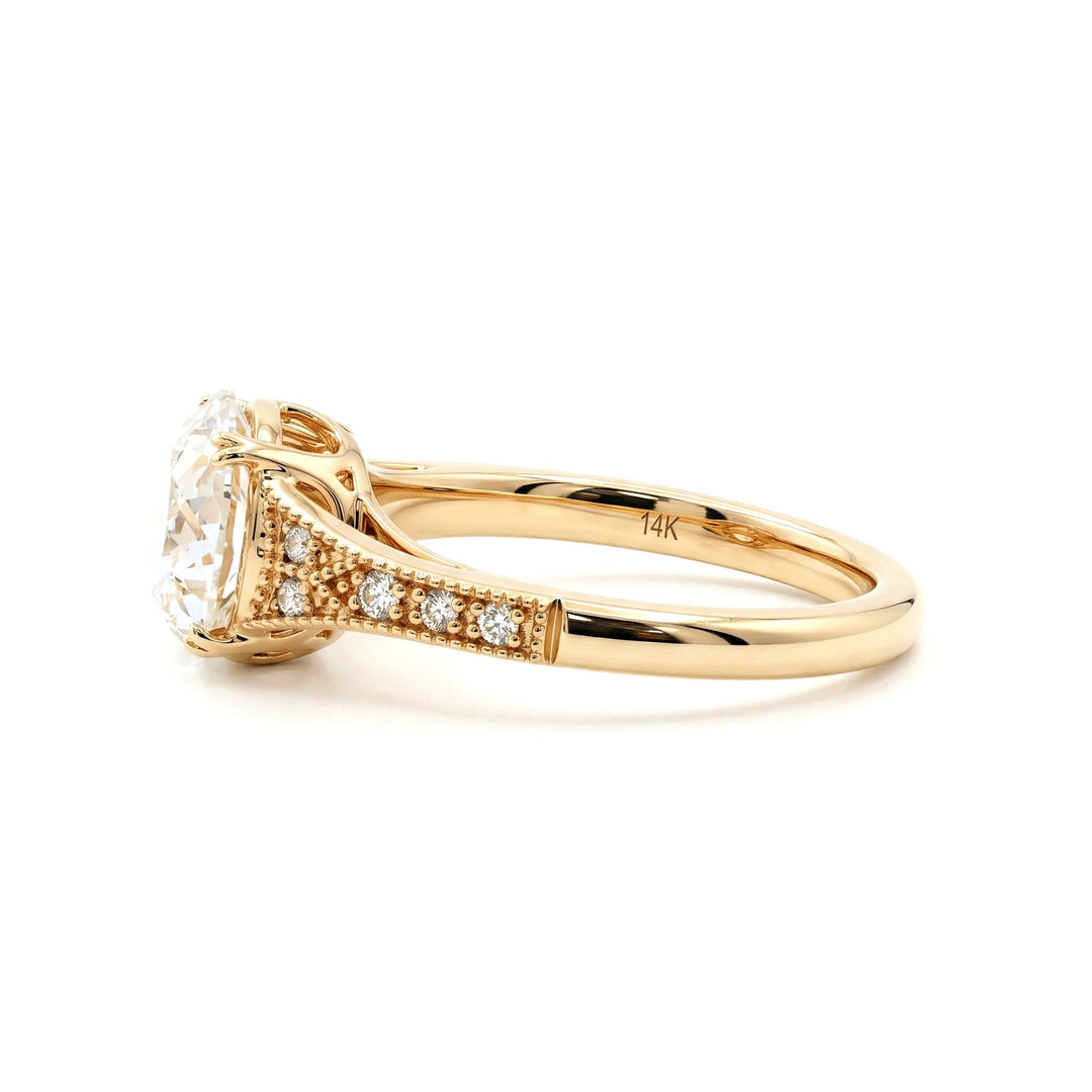 2.56CT Old European Cut Lab Diamond Vintage Milgrain Design Band Ring - FIORESE JEWELRY