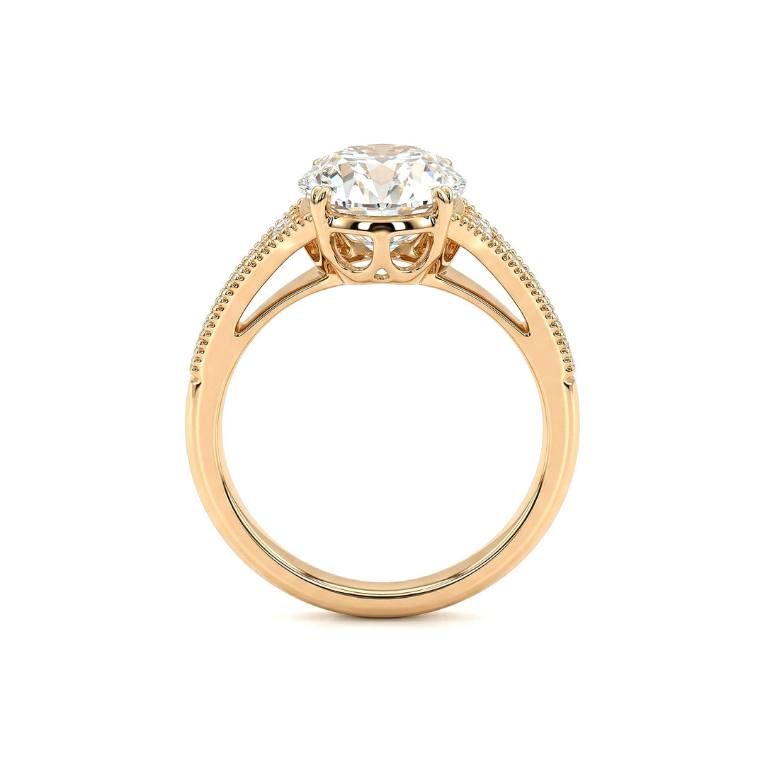 2.56CT Old European Cut Lab Diamond Vintage Milgrain Design Band Ring - FIORESE JEWELRY