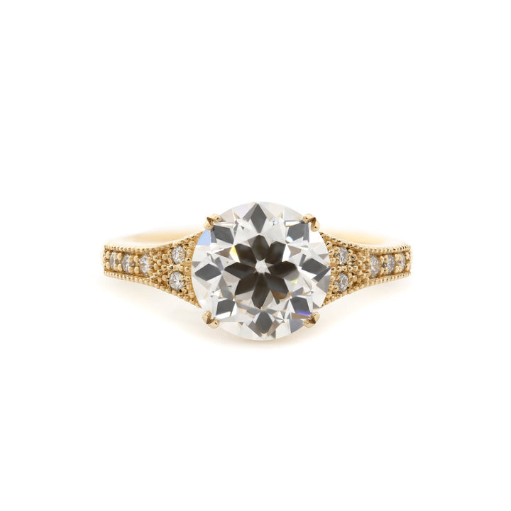 2.56CT Old European Cut Lab Diamond Vintage Milgrain Design Band Ring - FIORESE JEWELRY