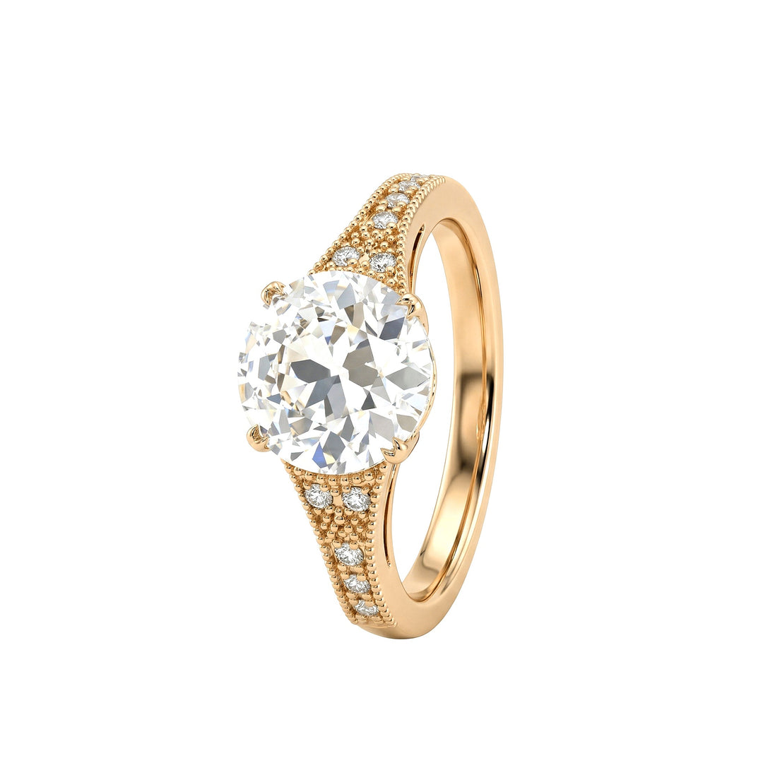 2.56CT Old European Cut Lab Diamond Vintage Milgrain Design Band Ring - FIORESE JEWELRY