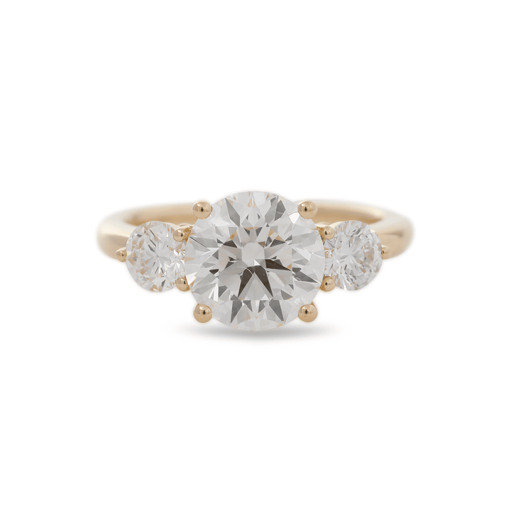 2.5ct Round Lab Diamond Round Prong Basket Three - stone Engagement Ring with Two Ring Enhancers in Bridal Ring Set Design - FIORESE JEWELRY