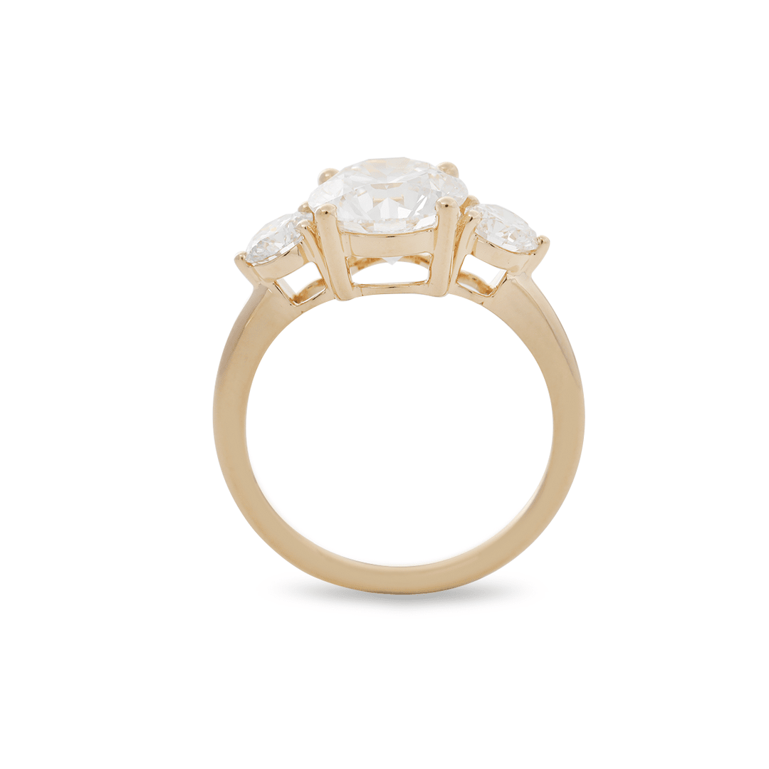 2.5ct Round Lab Diamond Round Prong Basket Three - stone Engagement Ring with Two Ring Enhancers in Bridal Ring Set Design - FIORESE JEWELRY