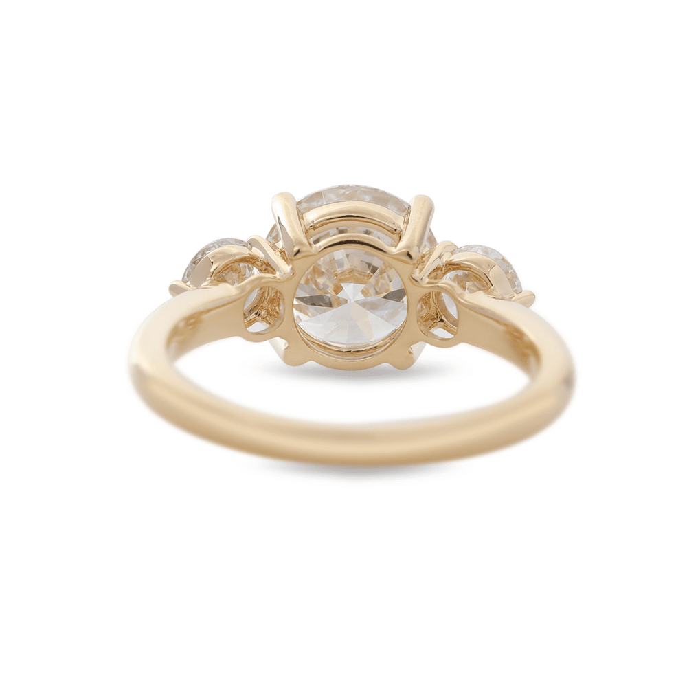 2.5ct Round Lab Diamond Round Prong Basket Three - stone Engagement Ring with Two Ring Enhancers in Bridal Ring Set Design - FIORESE JEWELRY