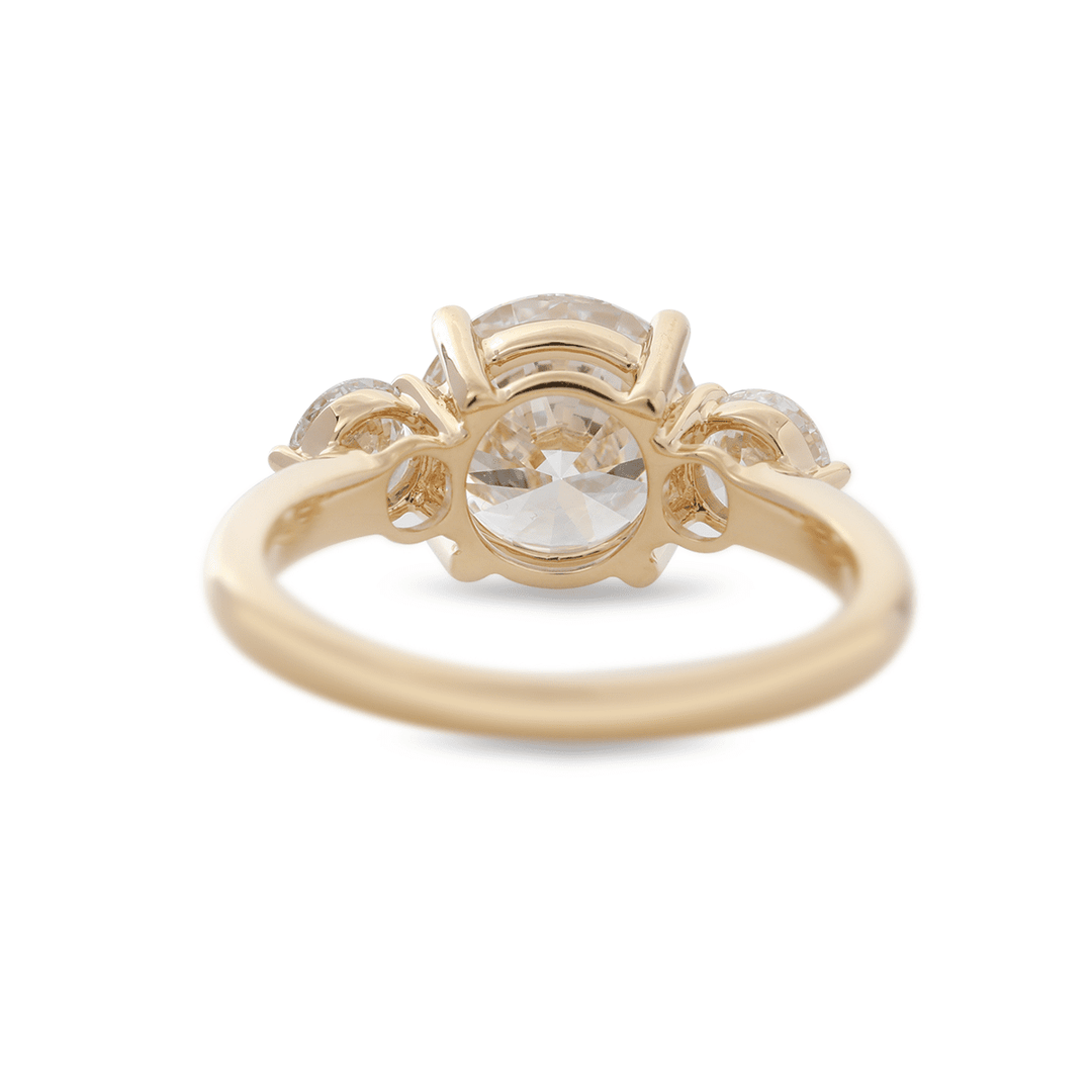 2.5ct Round Lab Diamond Round Prong Basket Three - stone Engagement Ring with Two Ring Enhancers in Bridal Ring Set Design - FIORESE JEWELRY
