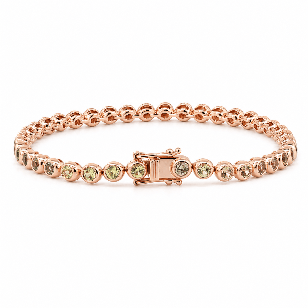 2.5mm Rainbow Corundum Bubble Bezel Tennis Bracelet - FIORESE JEWELRY