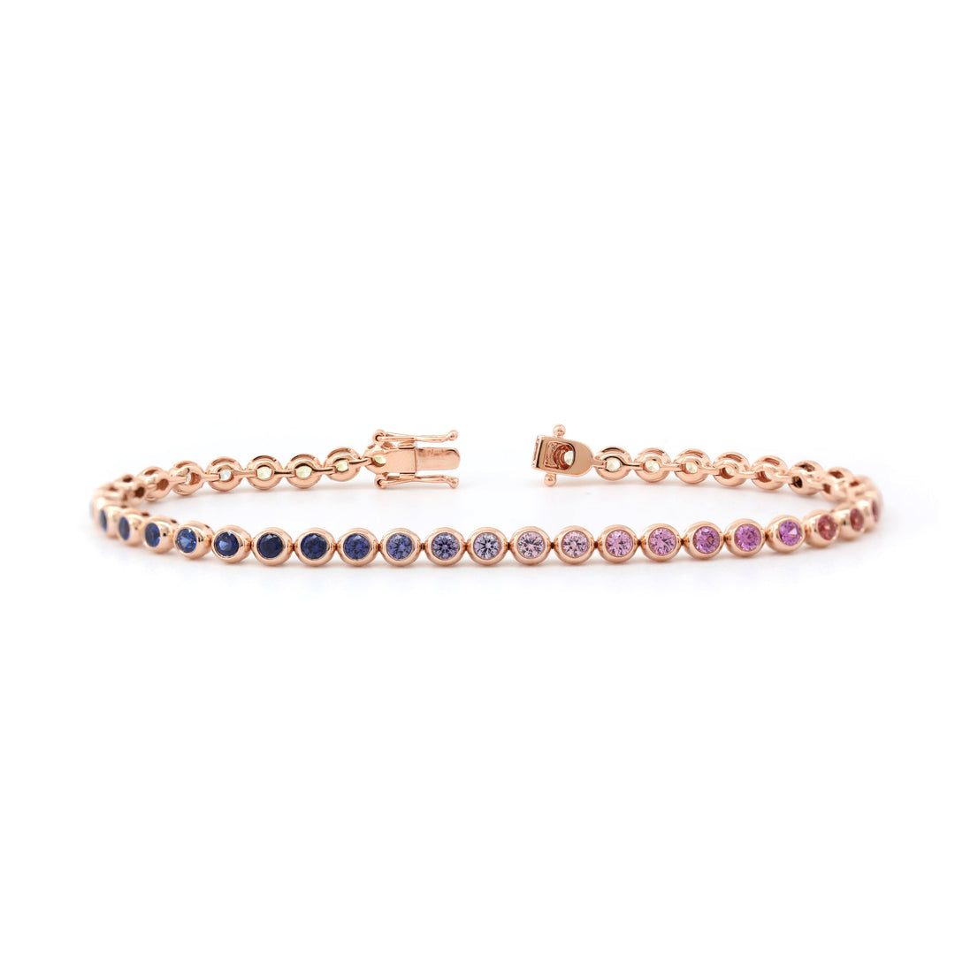 2.5mm Rainbow Corundum Bubble Bezel Tennis Bracelet - FIORESE JEWELRY