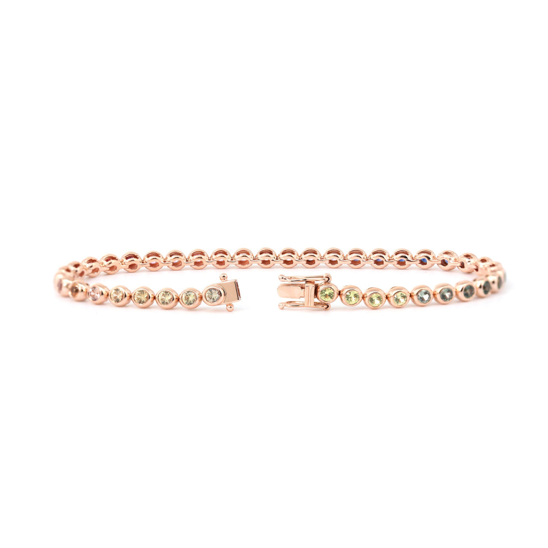 2.5mm Rainbow Corundum Bubble Bezel Tennis Bracelet - FIORESE JEWELRY