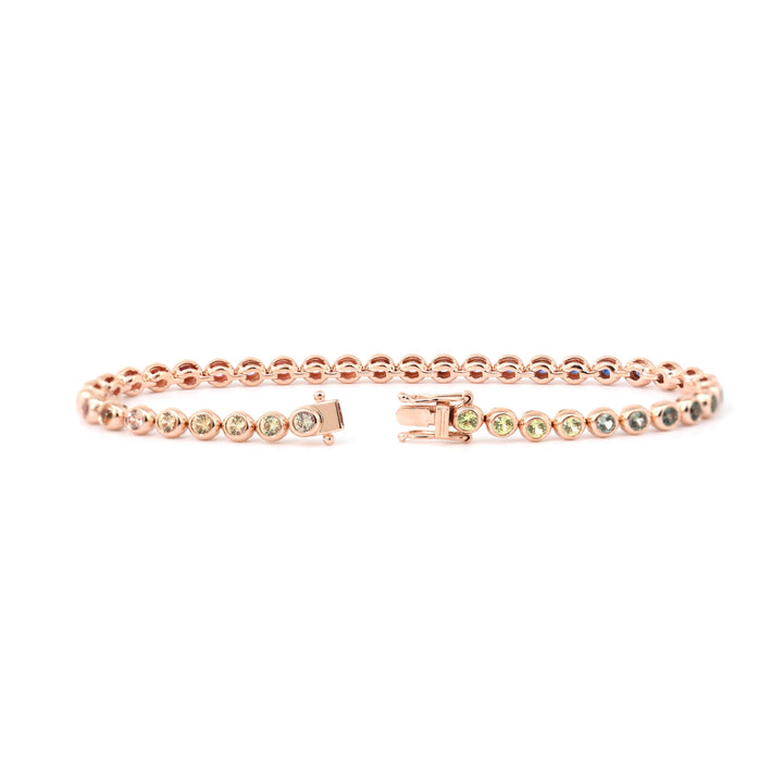 2.5mm Rainbow Corundum Bubble Bezel Tennis Bracelet - FIORESE JEWELRY
