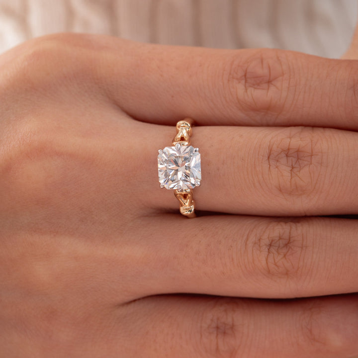 2.9CT Squral Radiant Cut Hearts &amp; Arrows Two Tone Design Vintage Ring - FIORESE JEWELRY