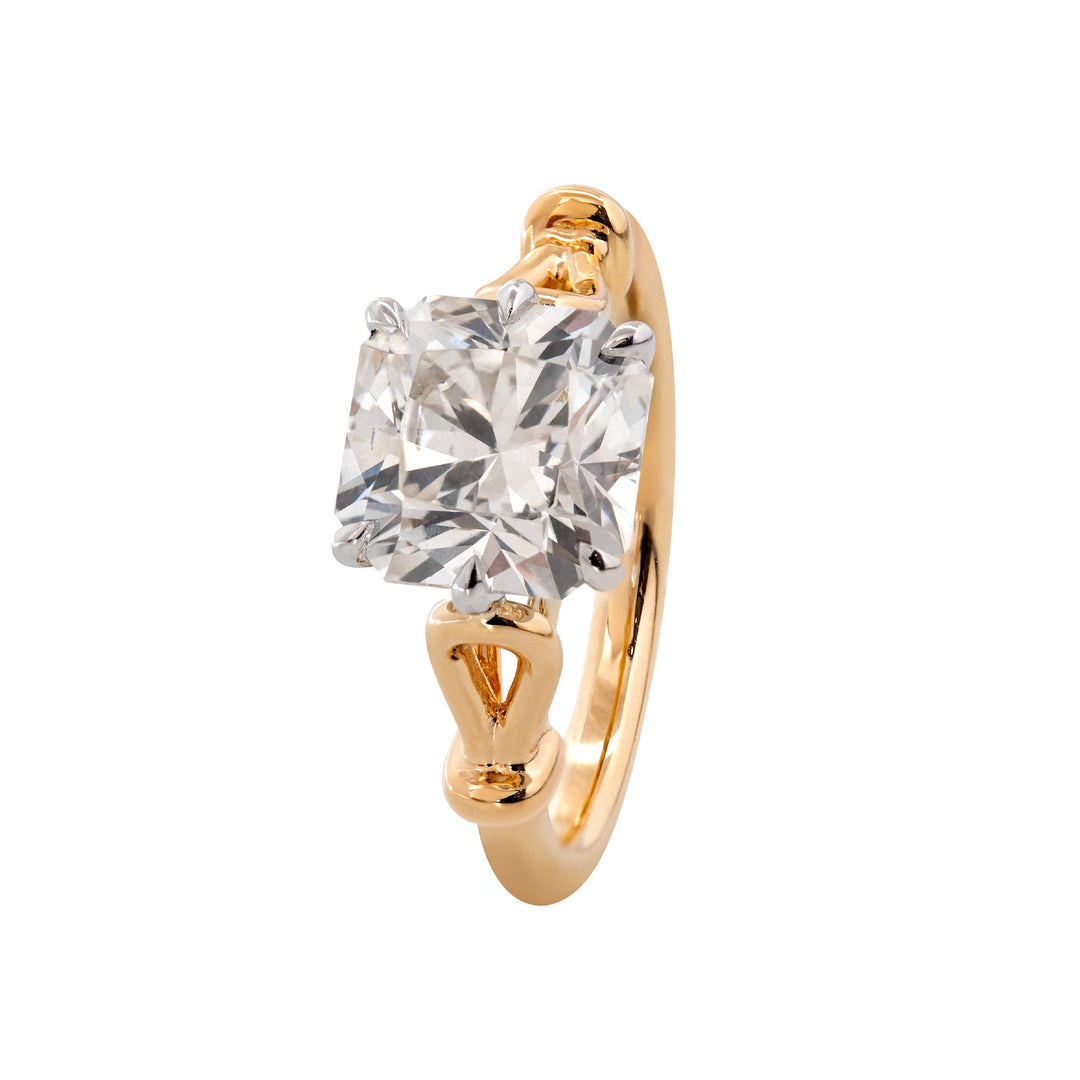 2.9CT Squral Radiant Cut Hearts &amp; Arrows Two Tone Design Vintage Ring - FIORESE JEWELRY