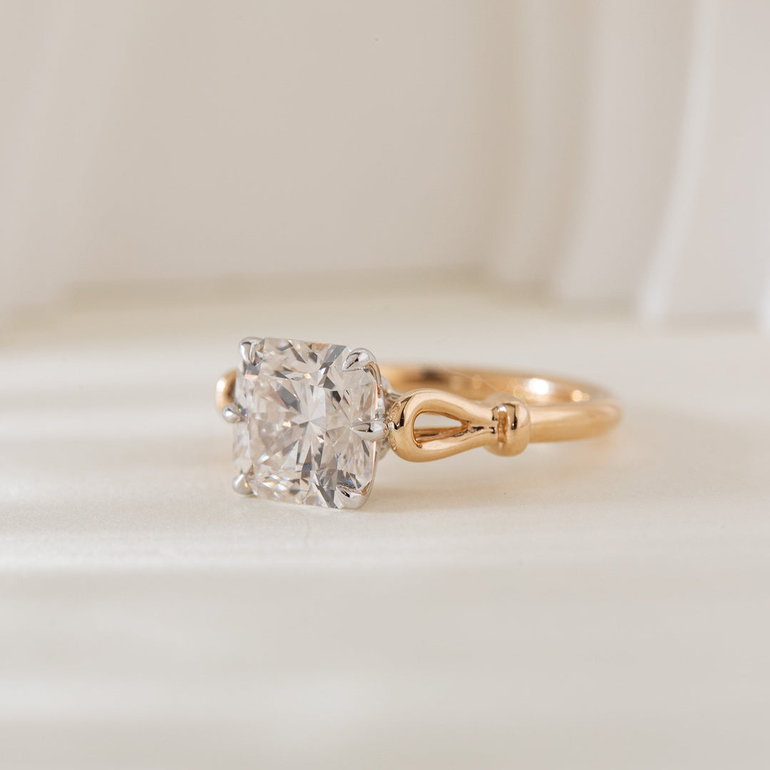 2.9CT Squral Radiant Cut Hearts &amp; Arrows Two Tone Design Vintage Ring - FIORESE JEWELRY