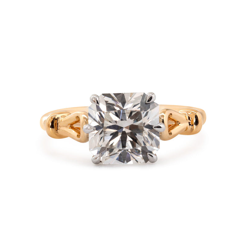 2.9CT Squral Radiant Cut Hearts & Arrows Two Tone Design Vintage Ring - FIORESE JEWELRY