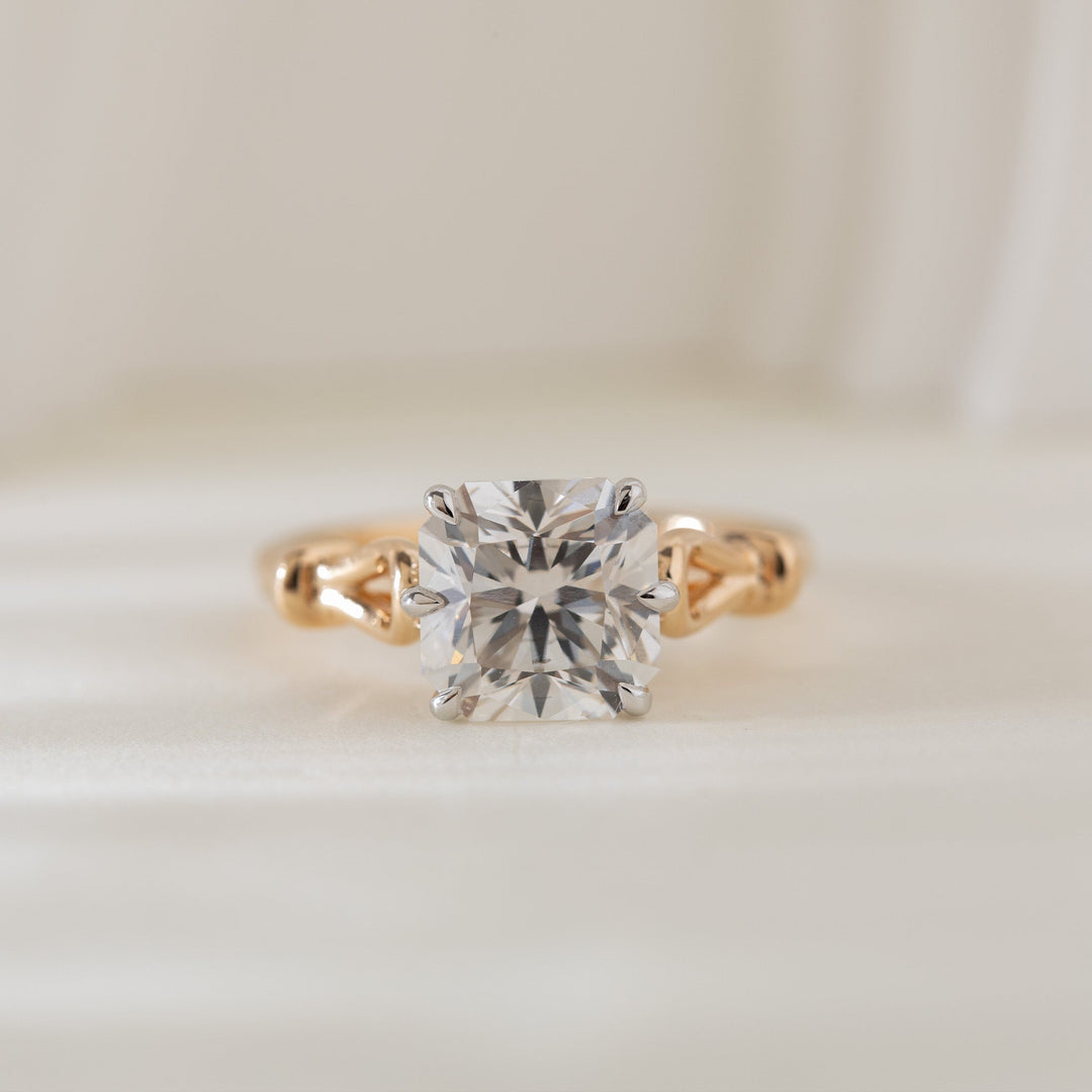 2.9CT Squral Radiant Cut Hearts &amp; Arrows Two Tone Design Vintage Ring - FIORESE JEWELRY