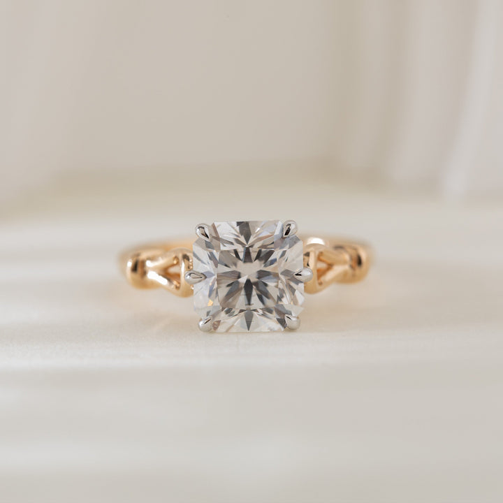 2.9CT Squral Radiant Cut Hearts &amp; Arrows Two Tone Design Vintage Ring - FIORESE JEWELRY