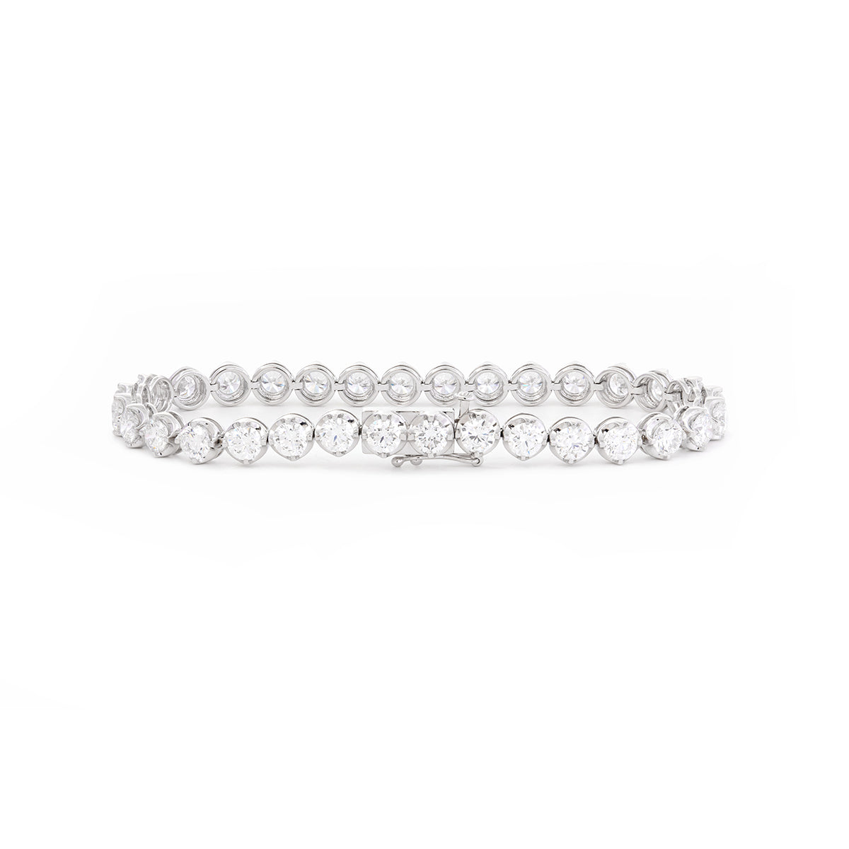 14K White Gold Round Lab Diamond Crown Setting Lab Diamond Tennis Bracelet