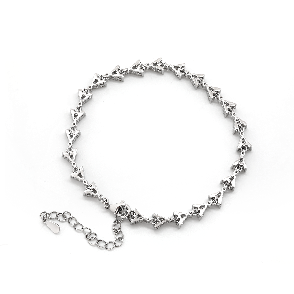 14K White Gold Round Lab Dimaond Cluster Bracelet