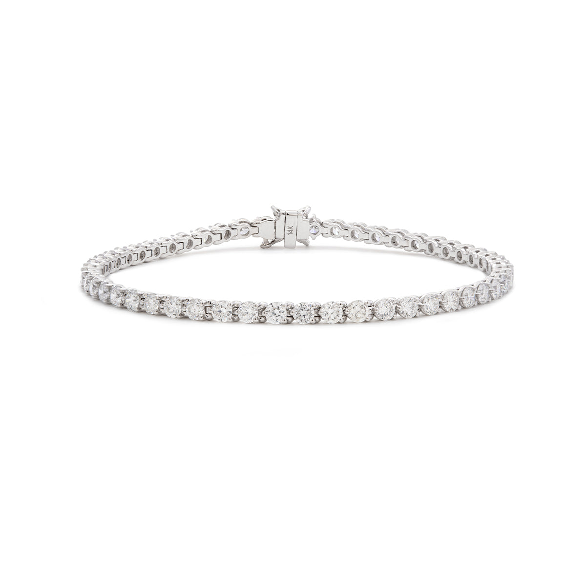 14K White Gold Marquise Cut & Round Cut Lab Diamond Three Prong Buckle Tennis Bracelet