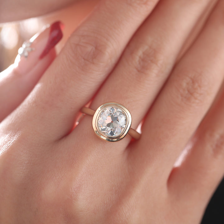 Cushion OMC Diamond Bezel Ring